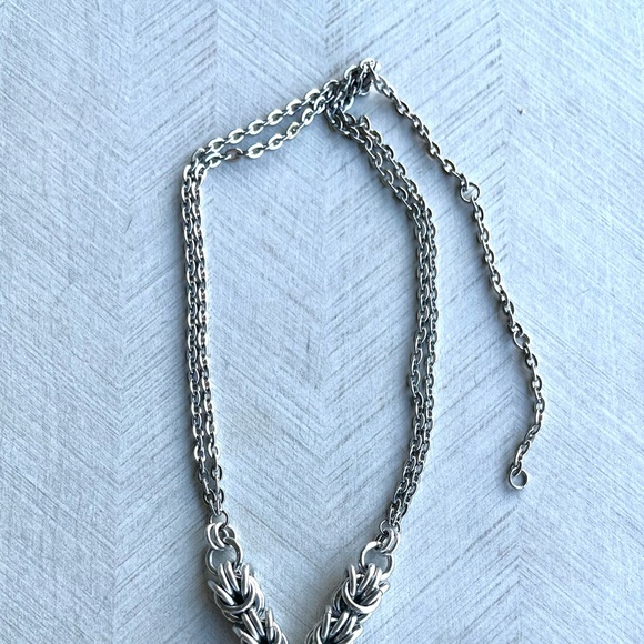 Handmade maille choker necklace celtic knot charm & green austrian crystal - Picture 15 of 16